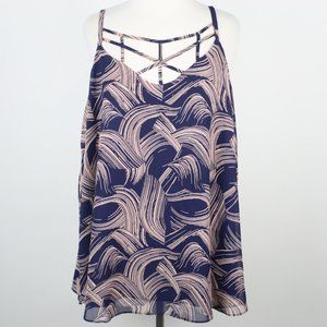 Torrid Womens 2X Sophie Chiffon Lattice Neck Swing Cami Tank Top